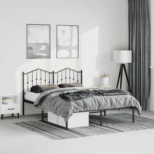 Metal Bed Frame With Headboard Black 150X200 Cm King Size