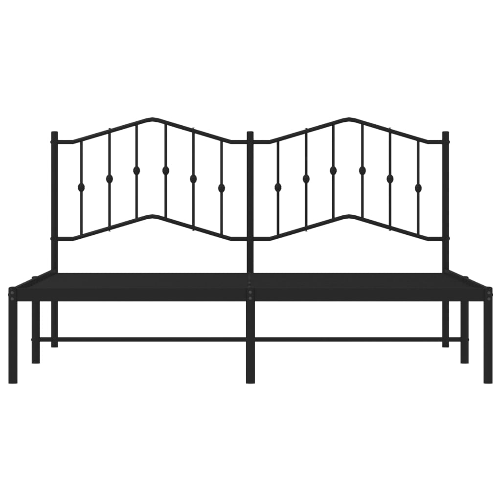 Metal Bed Frame Without Mattress With Headboard Black 160X200Cm