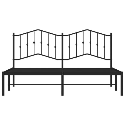 Metal Bed Frame Without Mattress With Headboard Black 160X200Cm