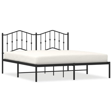 Metal Bed Frame Without Mattress With Headboard Black 180X200Cm