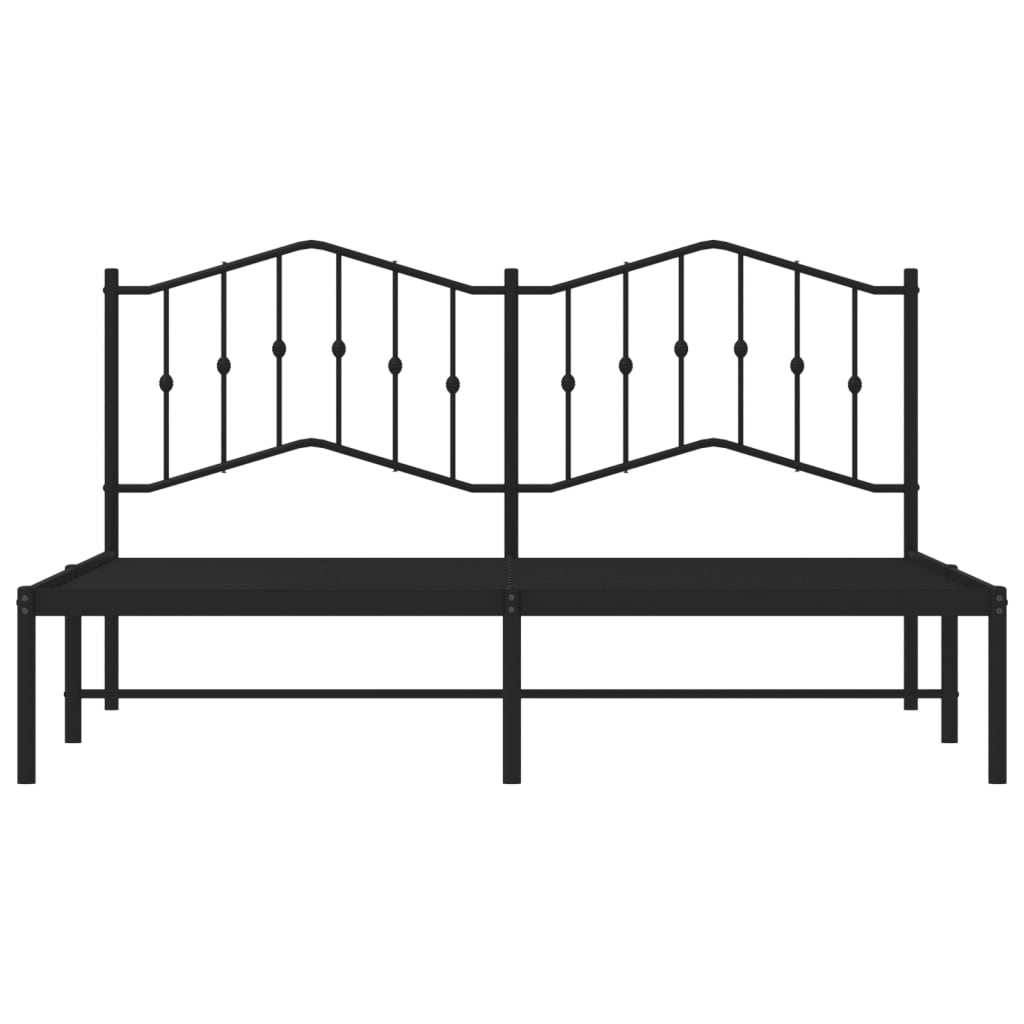 Metal Bed Frame Without Mattress With Headboard Black 180X200Cm