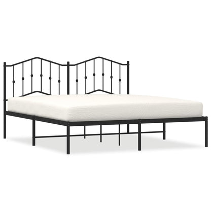 Metal Bed Frame Without Mattress With Headboard Black 183X213Cm