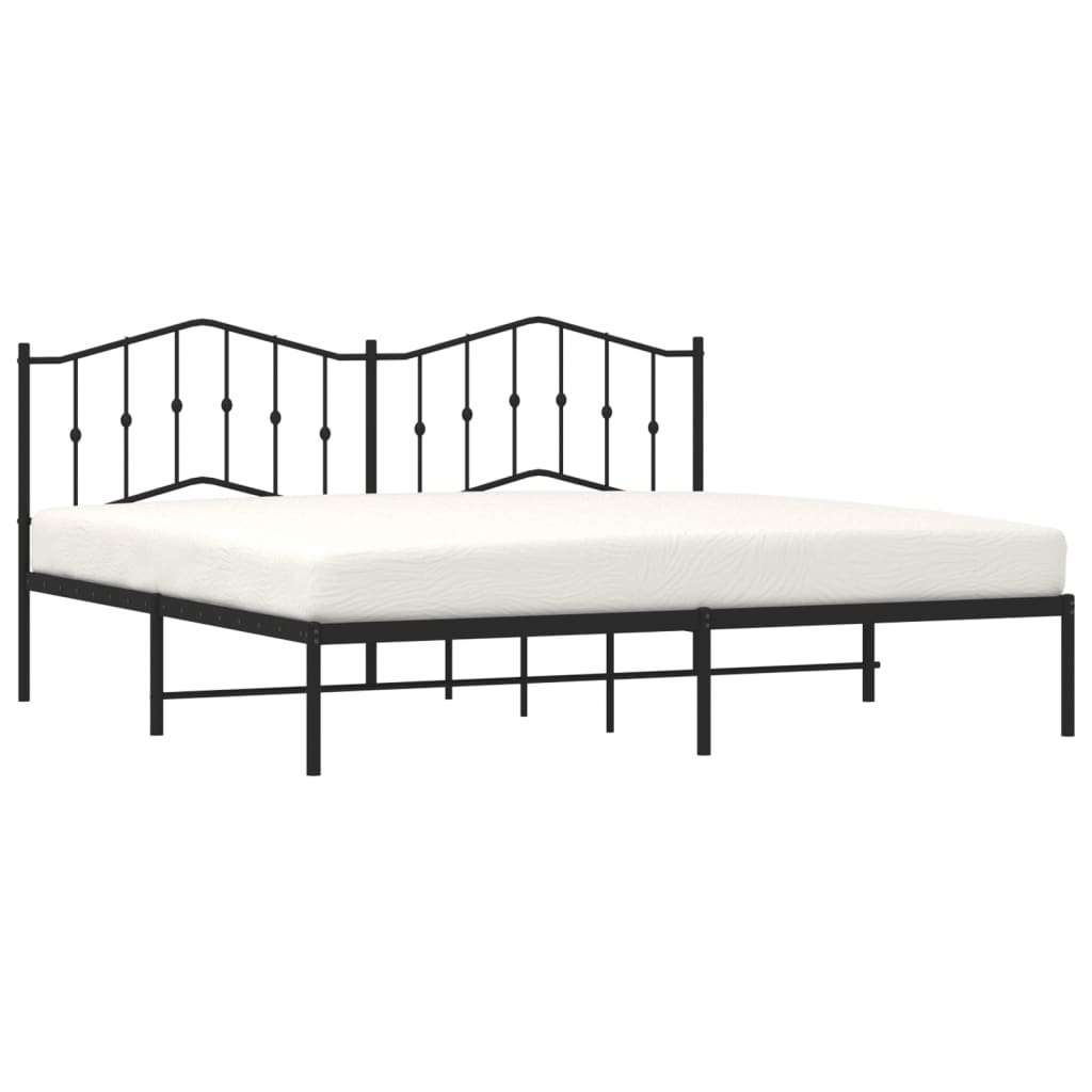 Metal Bed Frame Without Mattress With Headboard Black 200X200Cm