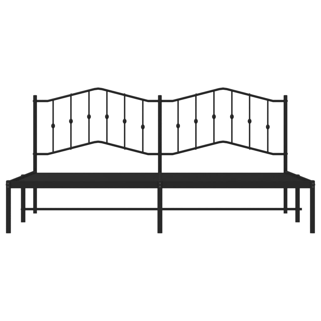 Metal Bed Frame Without Mattress With Headboard Black 200X200Cm