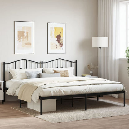 Metal Bed Frame Without Mattress With Headboard Black 200X200Cm