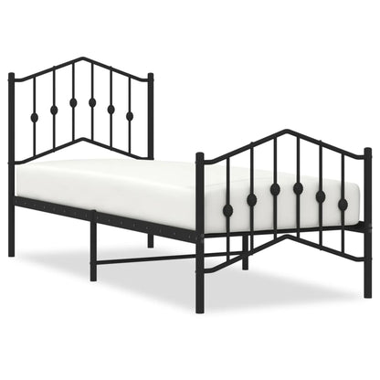 Metal Bed Frame Without Mattress With Footboardâ Black 75X190Cm