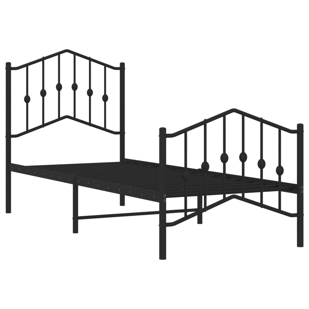 Metal Bed Frame Without Mattress With Footboardâ Black 75X190Cm