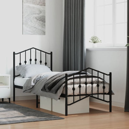 Metal Bed Frame Without Mattress With Footboardâ Black 75X190Cm