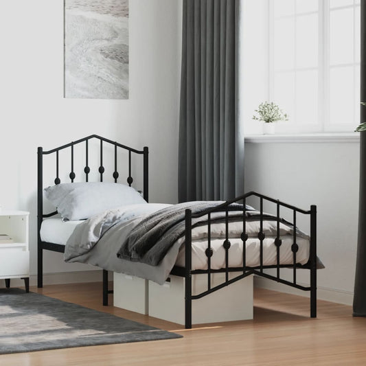 Metal Bed Frame Without Mattress With Footboardâ Black 75X190Cm