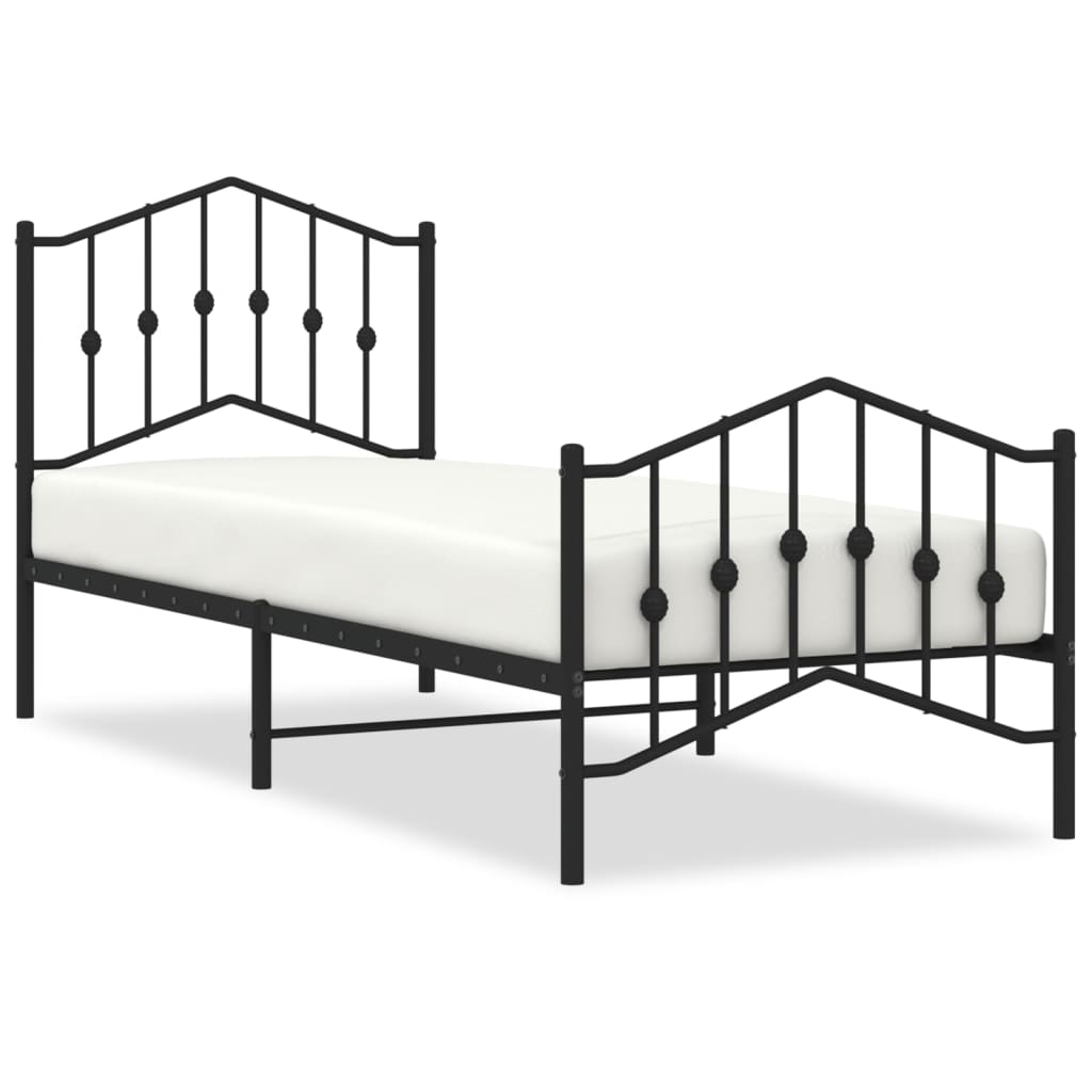 Metal Bed Frame Without Mattress With Footboardâ Black 80X200Cm