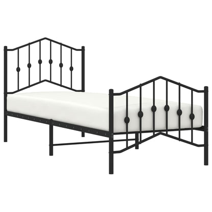 Metal Bed Frame Without Mattress With Footboardâ Black 80X200Cm