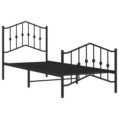 Metal Bed Frame Without Mattress With Footboardâ Black 80X200Cm