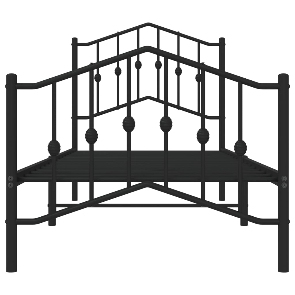 Metal Bed Frame Without Mattress With Footboardâ Black 80X200Cm