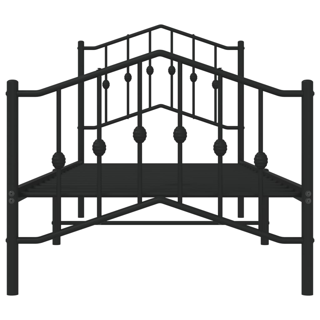 Metal Bed Frame Without Mattress With Footboardâ Black 90X190Cm