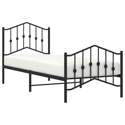 Metal Bed Frame Without Mattress With Footboardâ Black 90X200Cm