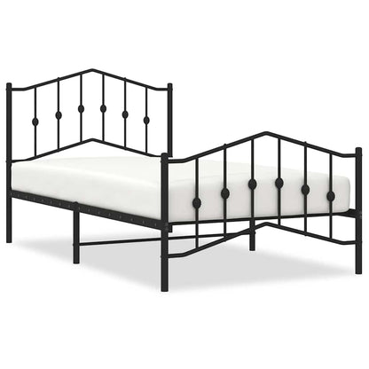 Metal Bed Frame Without Mattress With Footboardâ Black 100X190Cm