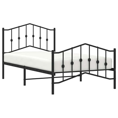 Metal Bed Frame Without Mattress With Footboardâ Black 100X190Cm