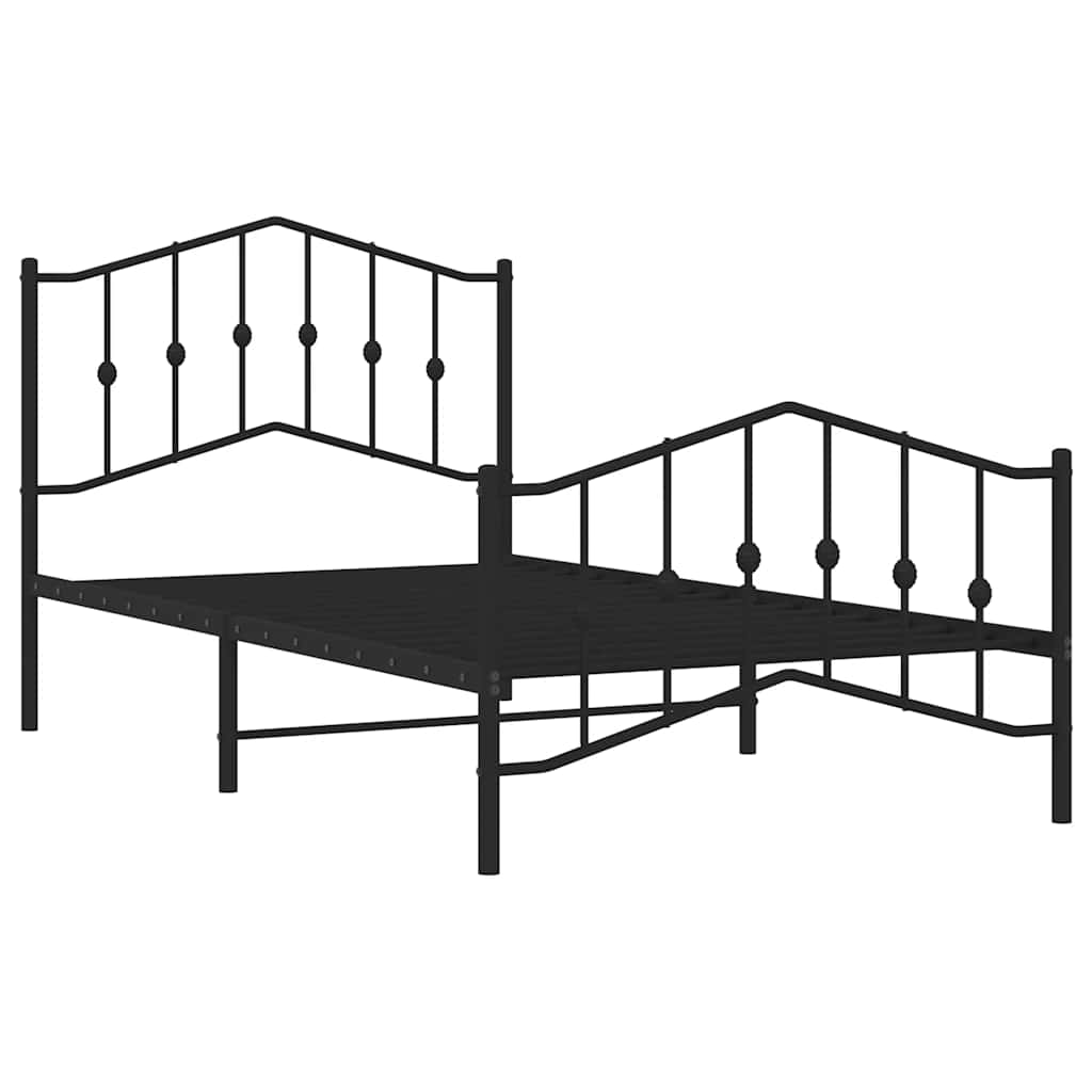 Metal Bed Frame Without Mattress With Footboardâ Black 100X190Cm