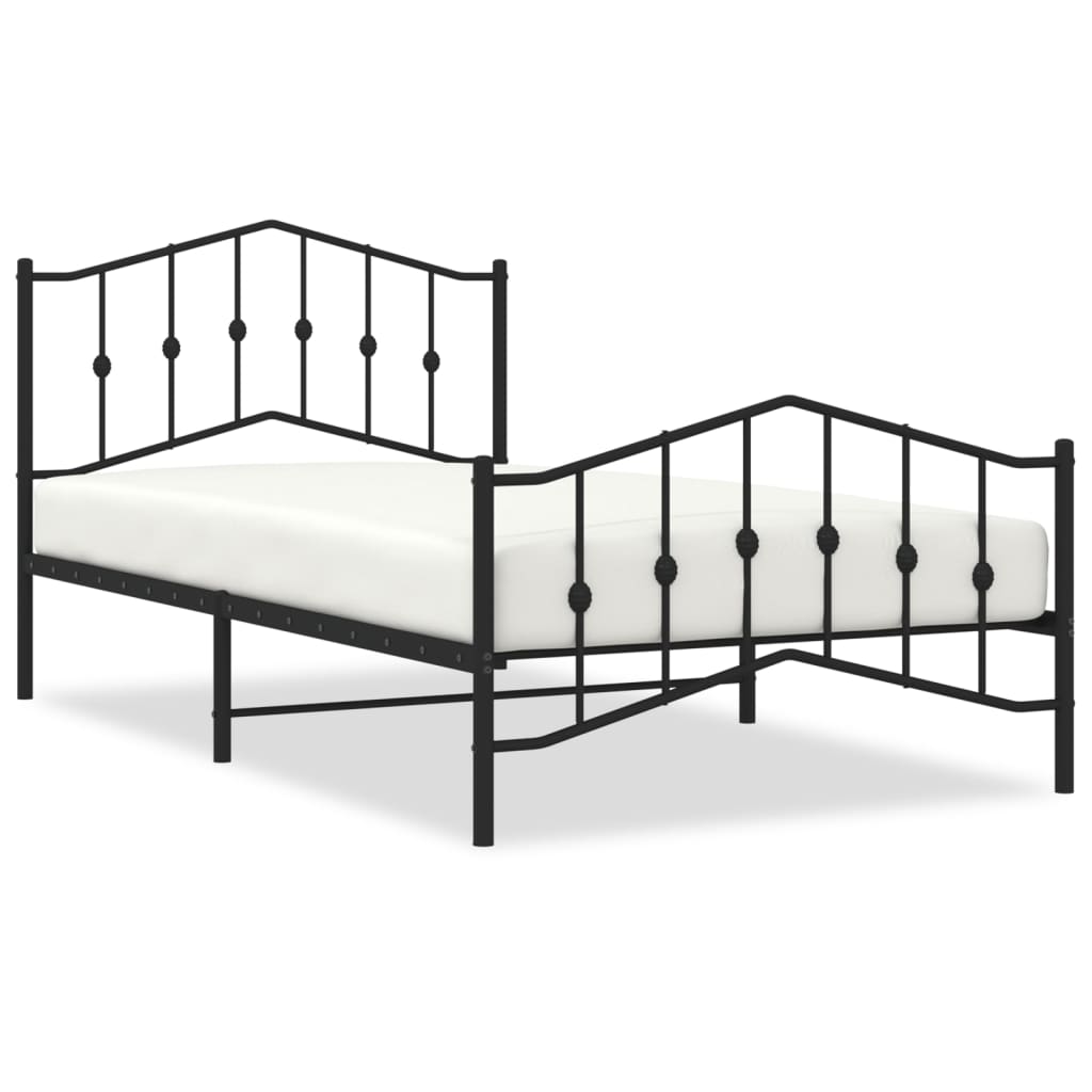 Metal Bed Frame With Headboard And Footboardâ Black 107X203 Cm