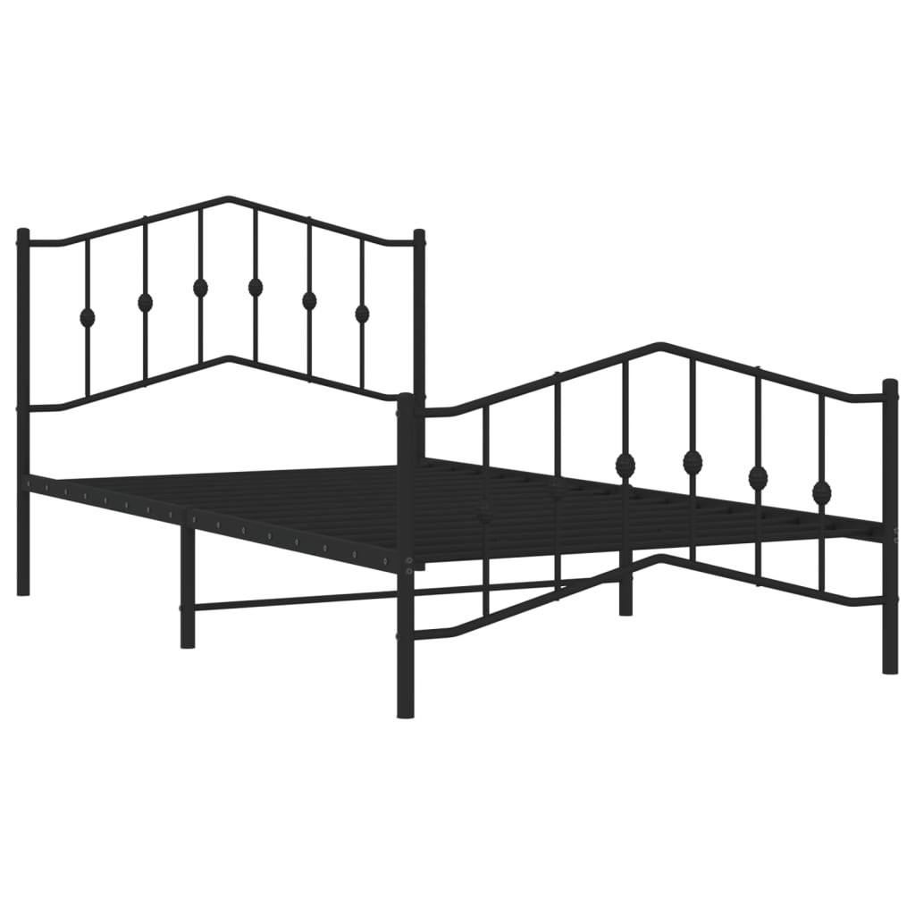 Metal Bed Frame With Headboard And Footboardâ Black 107X203 Cm