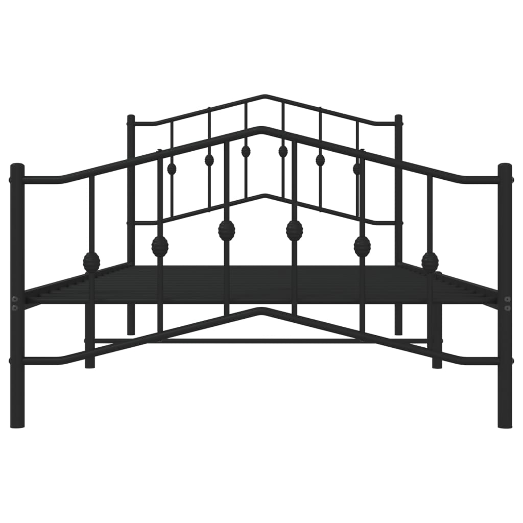 Metal Bed Frame With Headboard And Footboardâ Black 107X203 Cm