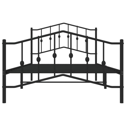 Metal Bed Frame With Headboard And Footboardâ Black 107X203 Cm