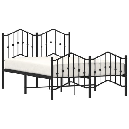 Metal Bed Frame Without Mattress With Footboardâ Black 120X190Cm