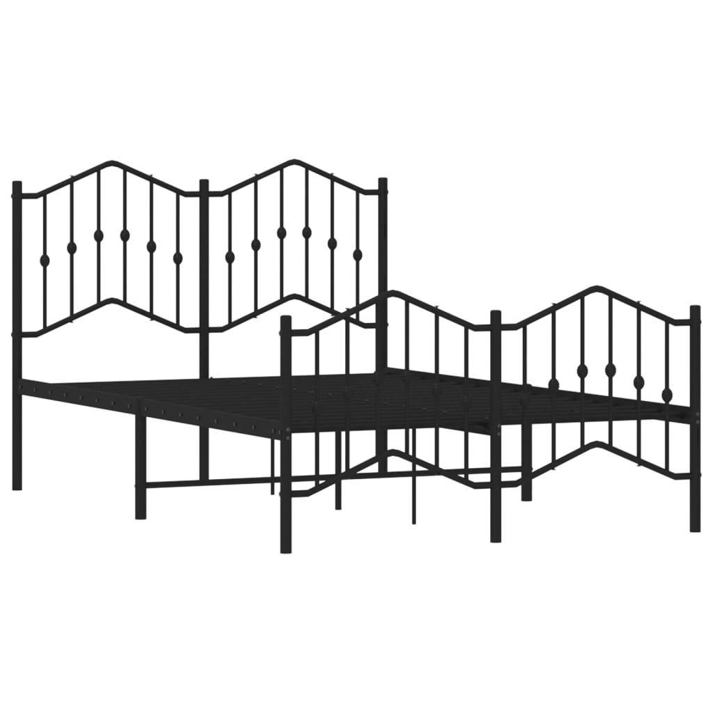 Metal Bed Frame Without Mattress With Footboardâ Black 120X190Cm