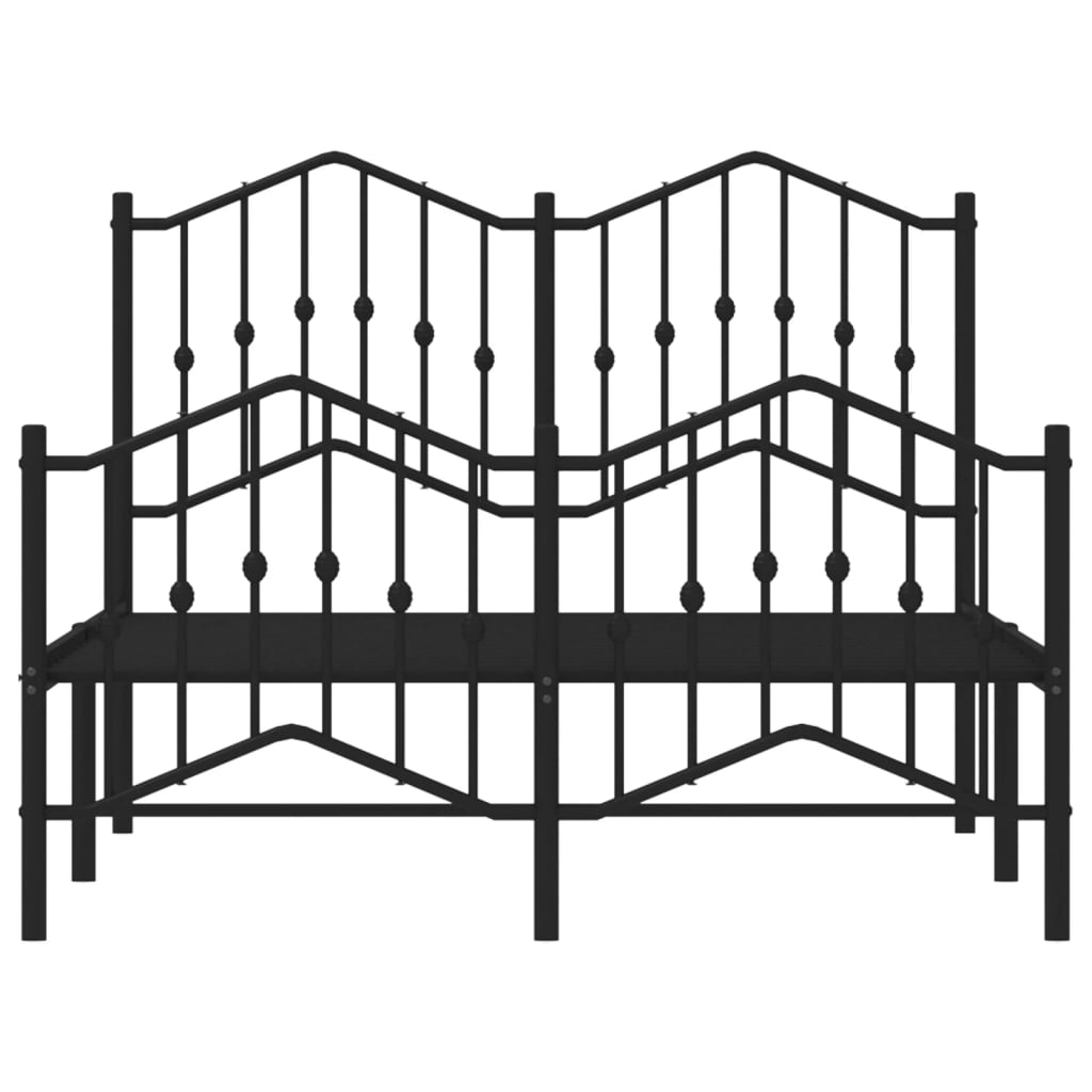 Metal Bed Frame Without Mattress With Footboardâ Black 120X200Cm