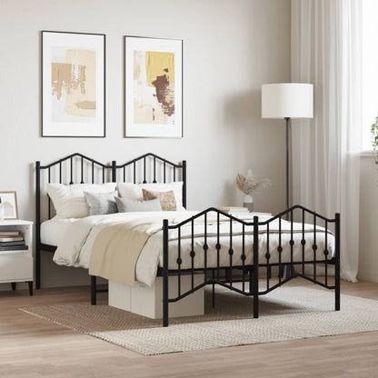 Metal Bed Frame Without Mattress With Footboardâ Black 120X200Cm