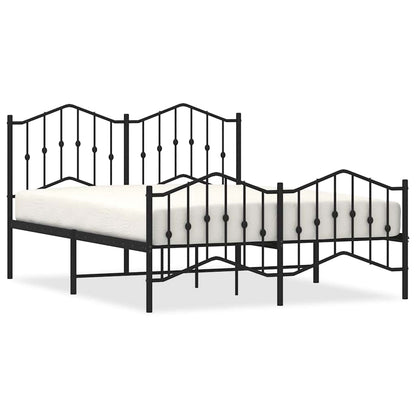 Metal Bed Frame With Headboard And Footboardâ Black 135X190 Cm Double