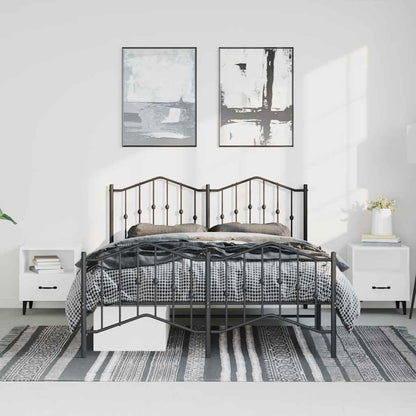 Metal Bed Frame With Headboard And Footboardâ Black 135X190 Cm Double