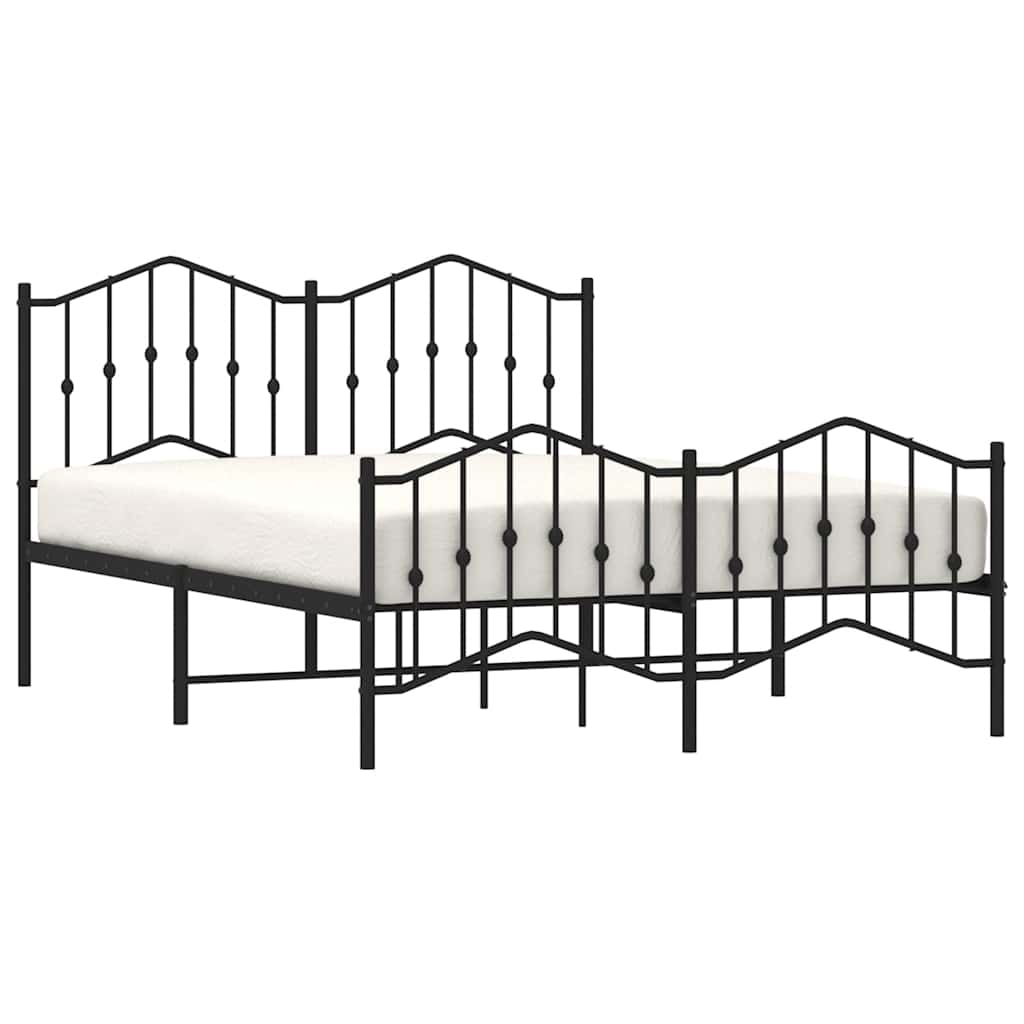 Metal Bed Frame With Headboard And Footboardâ Black 135X190 Cm Double