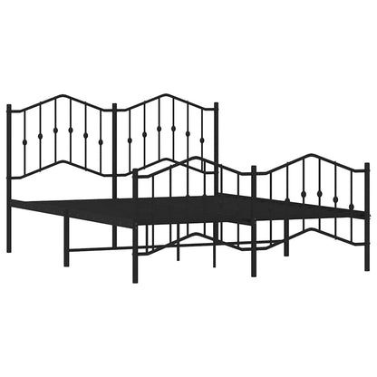 Metal Bed Frame With Headboard And Footboardâ Black 135X190 Cm Double