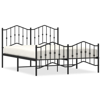 Metal Bed Frame With Headboard And Footboardâ Black 140X190 Cm