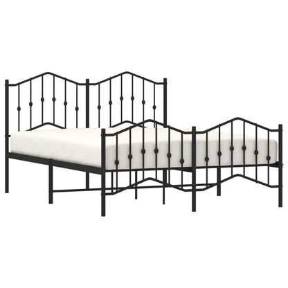 Metal Bed Frame With Headboard And Footboardâ Black 140X190 Cm