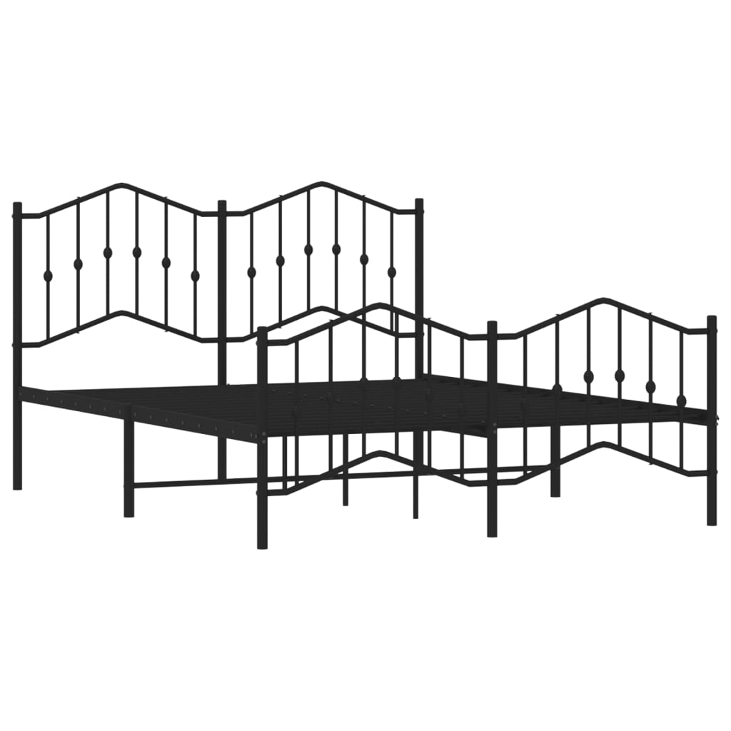 Metal Bed Frame With Headboard And Footboardâ Black 140X190 Cm