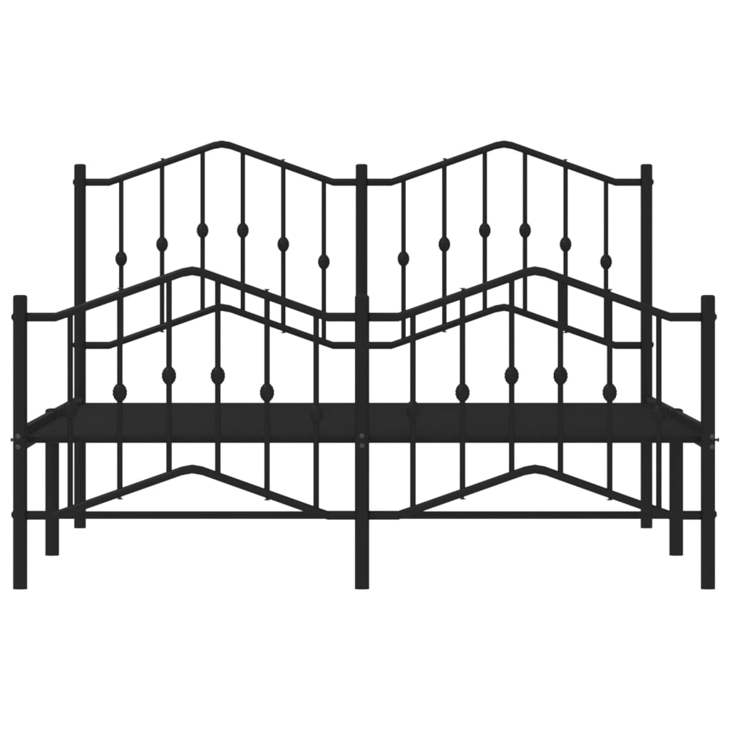 Metal Bed Frame With Headboard And Footboardâ Black 140X190 Cm