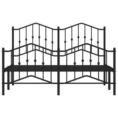 Metal Bed Frame With Headboard And Footboardâ Black 140X190 Cm