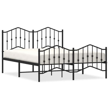 Metal Bed Frame Without Mattress With Footboardâ Black 150X200Cm