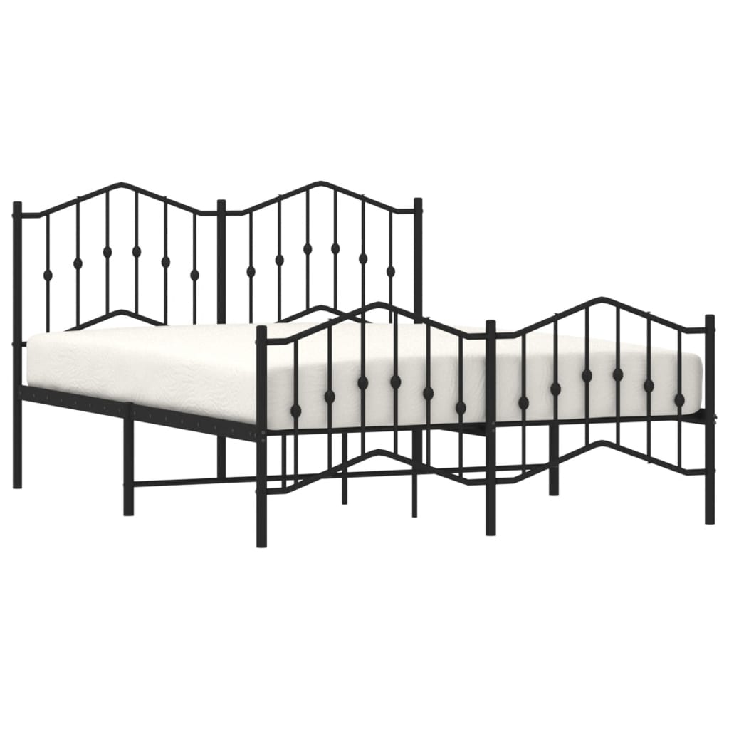 Metal Bed Frame Without Mattress With Footboardâ Black 150X200Cm