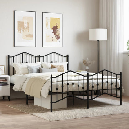 Metal Bed Frame Without Mattress With Footboardâ Black 150X200Cm