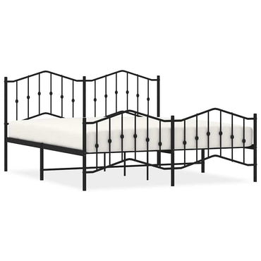 Metal Bed Frame Without Mattress With Footboardâ Black 183X213Cm