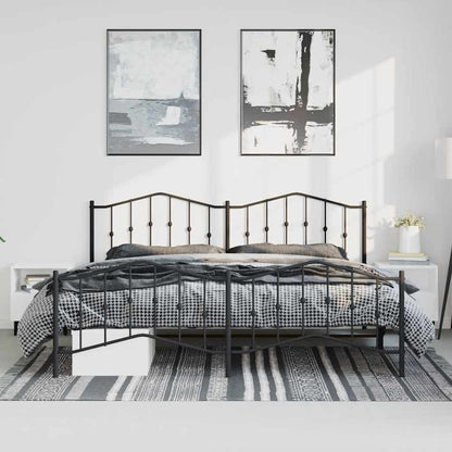 Metal Bed Frame Without Mattress With Footboardâ Black 183X213Cm