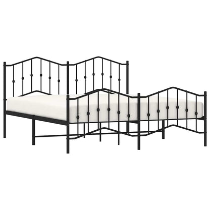 Metal Bed Frame Without Mattress With Footboardâ Black 183X213Cm