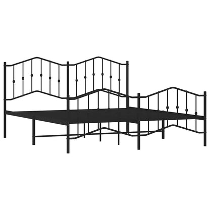 Metal Bed Frame Without Mattress With Footboardâ Black 183X213Cm