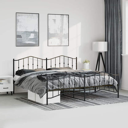 Metal Bed Frame Without Mattress With Footboardâ Black 183X213Cm