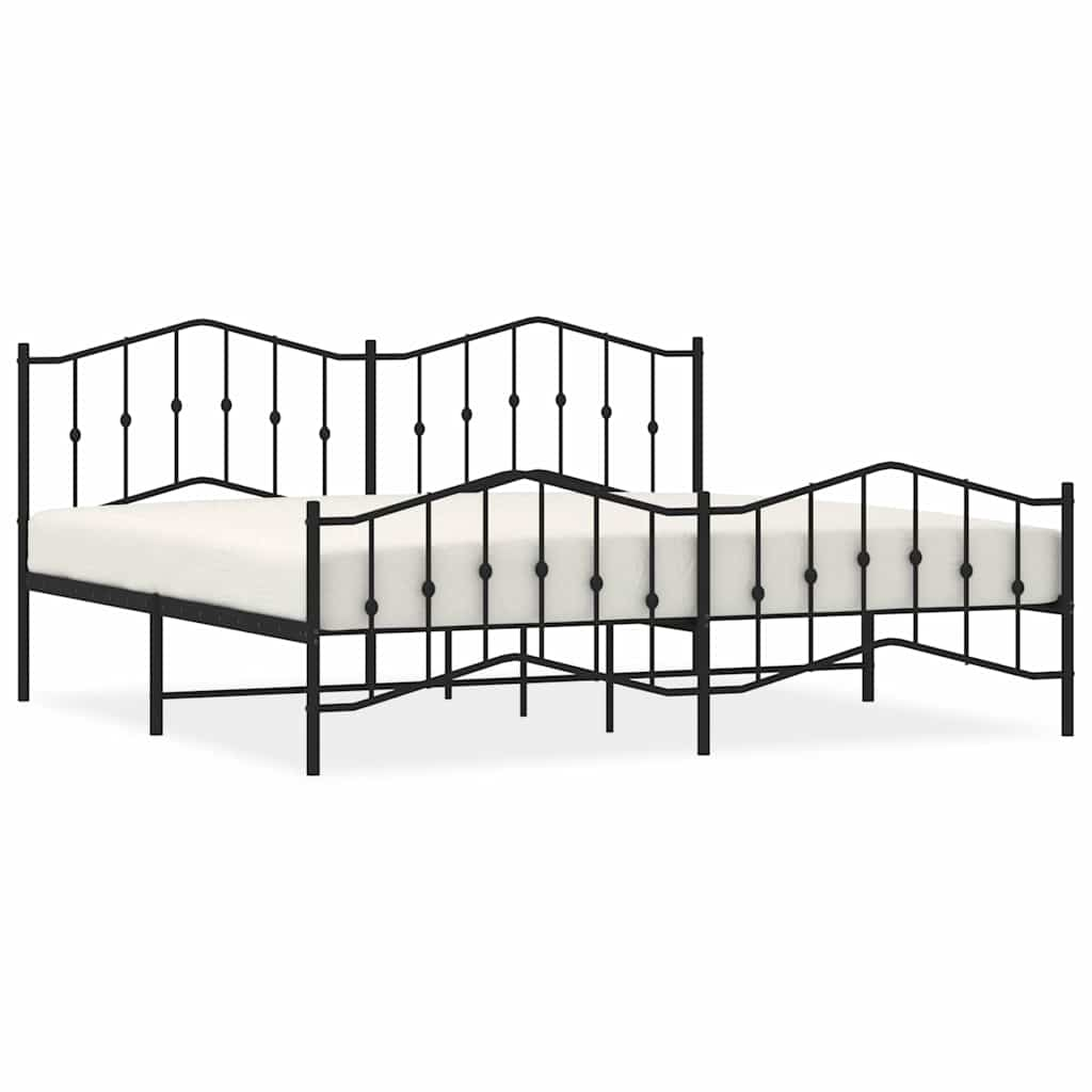 Metal Bed Frame Without Mattress With Footboardâ Black 193X203Cm