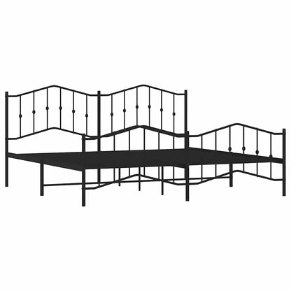 Metal Bed Frame Without Mattress With Footboardâ Black 193X203Cm