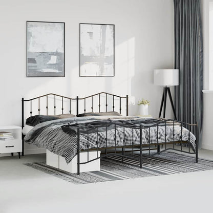 Metal Bed Frame Without Mattress With Footboardâ Black 193X203Cm